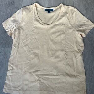 Karen Scott Cream V-Neck Short Sleeve Top